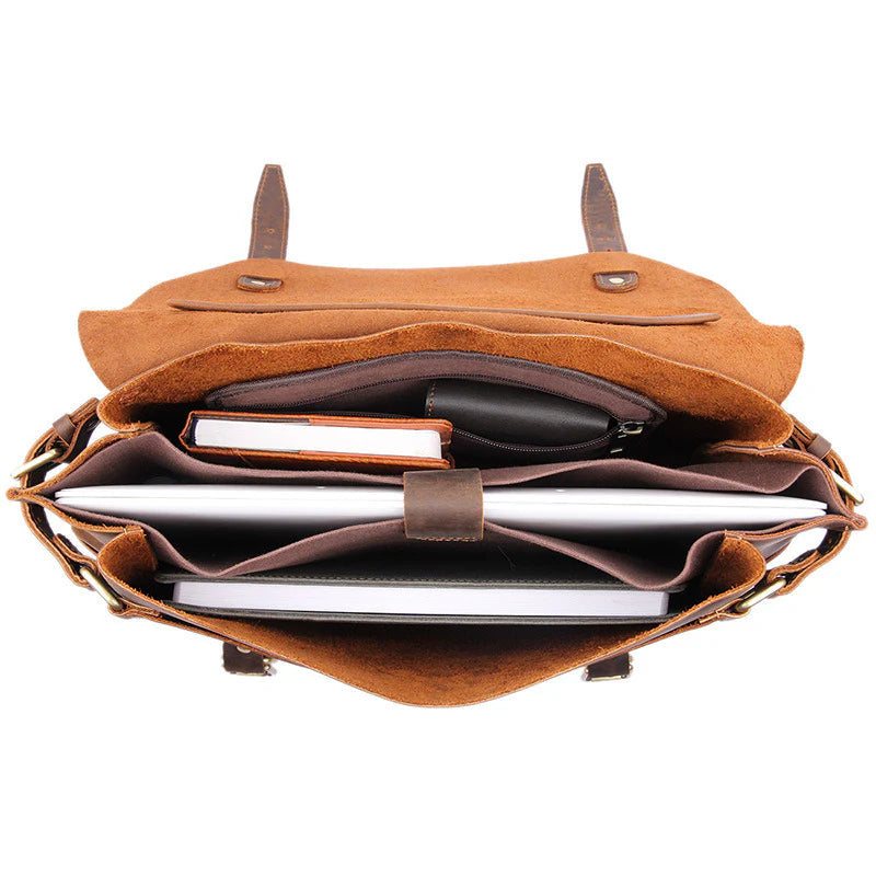 Top Grain Genuine Leather, Men's Briefcase/Messenger Bag Insight To Man