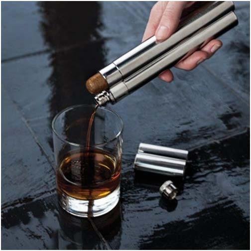 Flask (2oz.) with Single Cigar Tube Viski