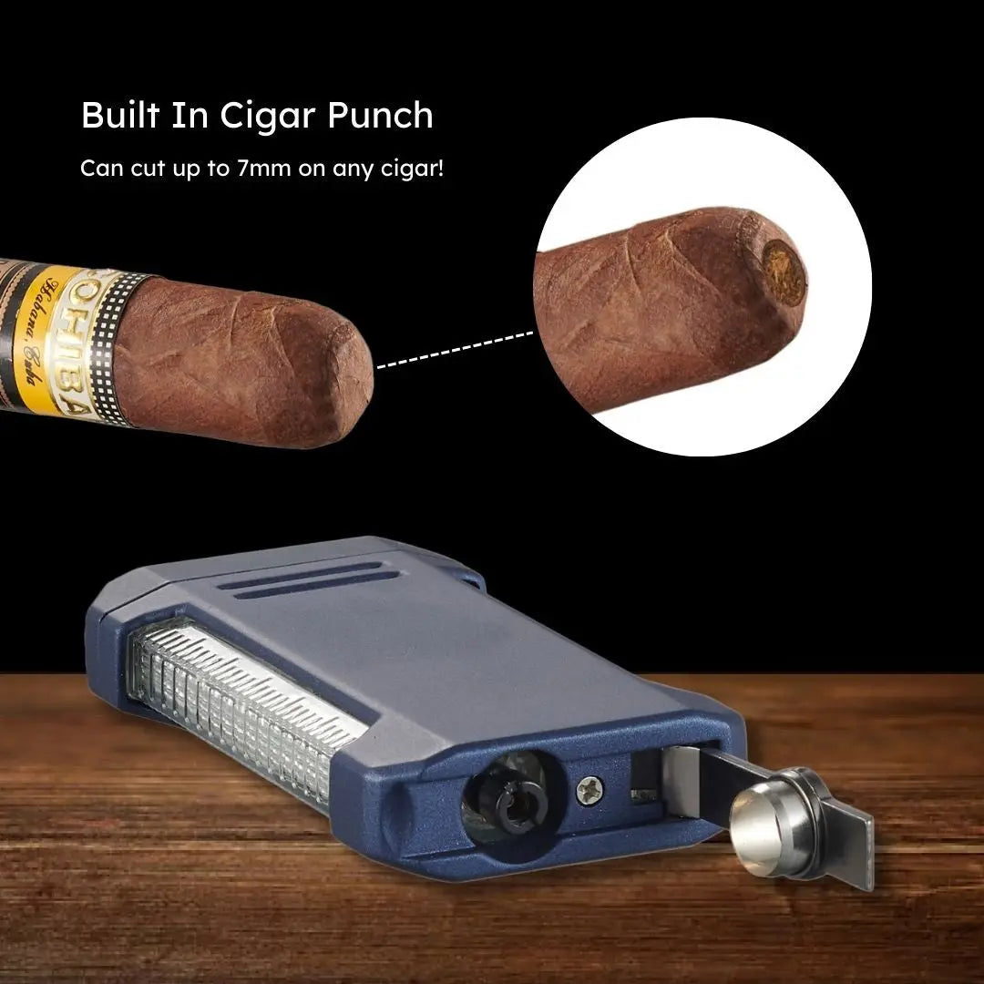 Flat Torch Flame Lighter with Cigar Punch Insight To Man