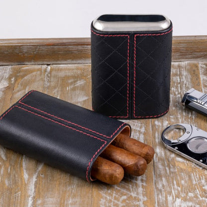 Diamond Stitch Cigar Case (Black w/ Red) Insight To Man