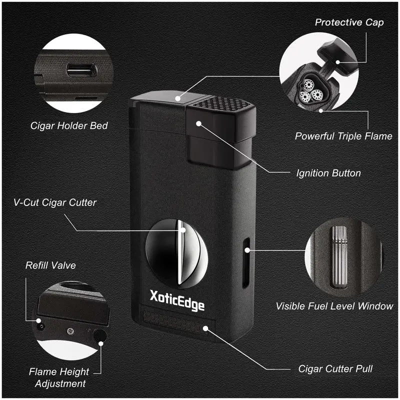 Lumina Torch w/ V-Cut (Black Stone) Prestige Imports