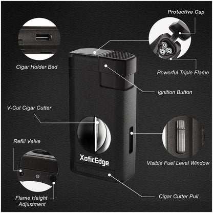 Lumina Torch w/ V-Cut (Black Stone) Prestige Imports