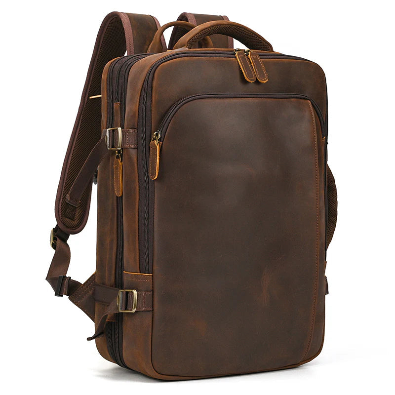 Full Grain Leather Travel Backpack Insight To Man