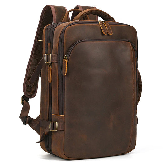 Full Grain Leather Travel Backpack Insight To Man