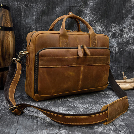 Full Grain Leather Laptop Bag/Briefcase Insight To Man