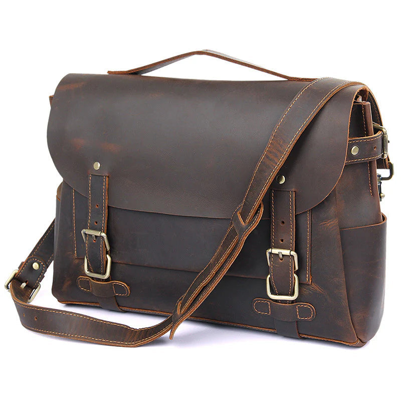 Top Grain Genuine Leather, Men's Briefcase/Messenger Bag Insight To Man