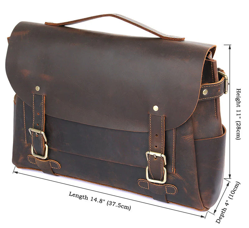 Top Grain Genuine Leather, Men's Briefcase/Messenger Bag Insight To Man