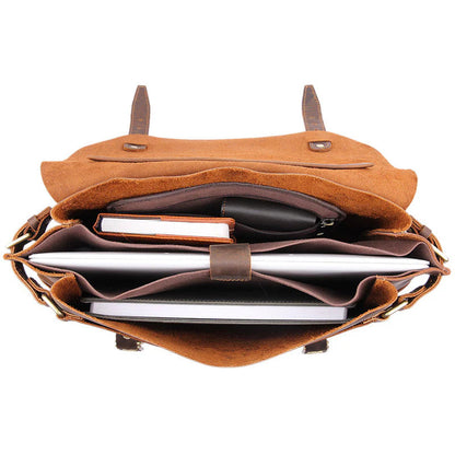 Top Grain Genuine Leather, Men's Briefcase/Messenger Bag Insight To Man