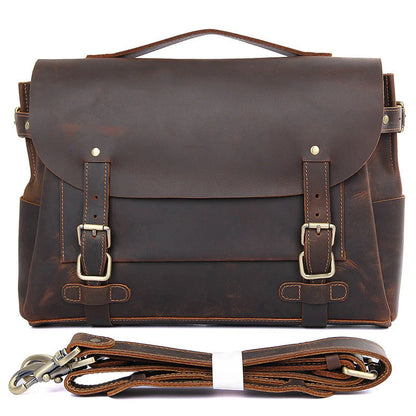 Top Grain Genuine Leather, Men's Briefcase/Messenger Bag Insight To Man