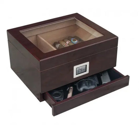 Glass Top Humidor with Storage Insight To Man