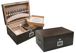 Large Ebony Matte Humidor with Display in Lid Insight To Man