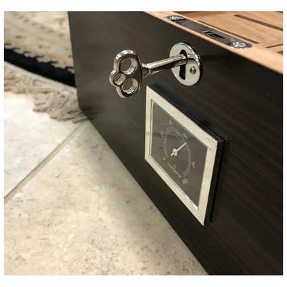 Large Ebony Matte Humidor with Display in Lid Insight To Man