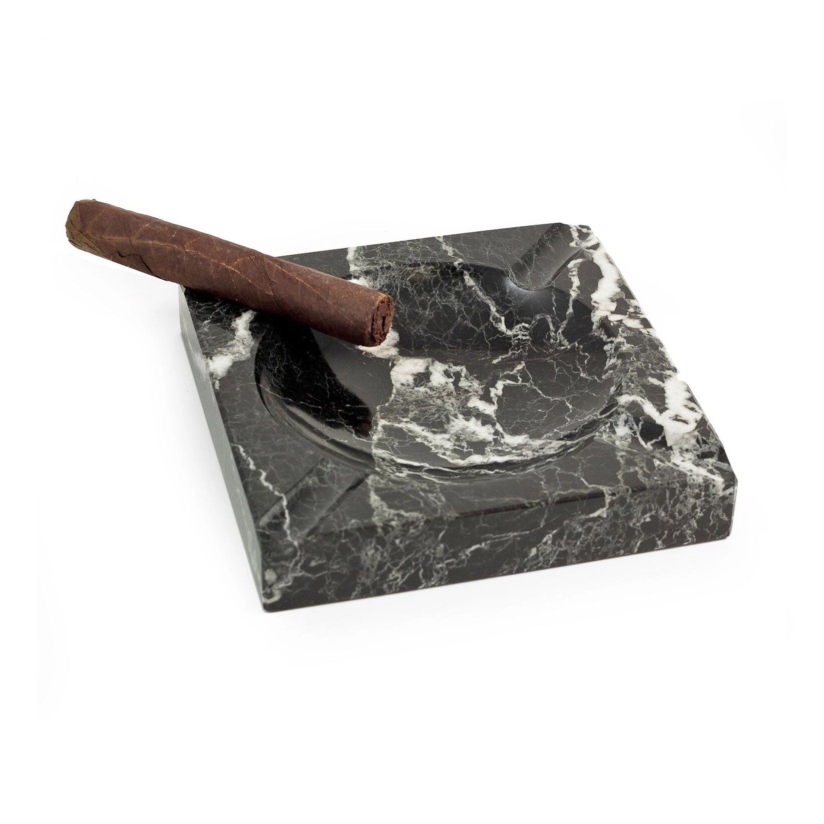 Square Black Marble Ashtray Bay Berk